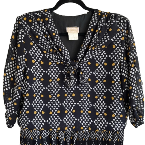 VINTAGE Algo 80’s Chiffon Drop Waist Blouson Midi Dress (XL/1X) - Picture 5 of 15